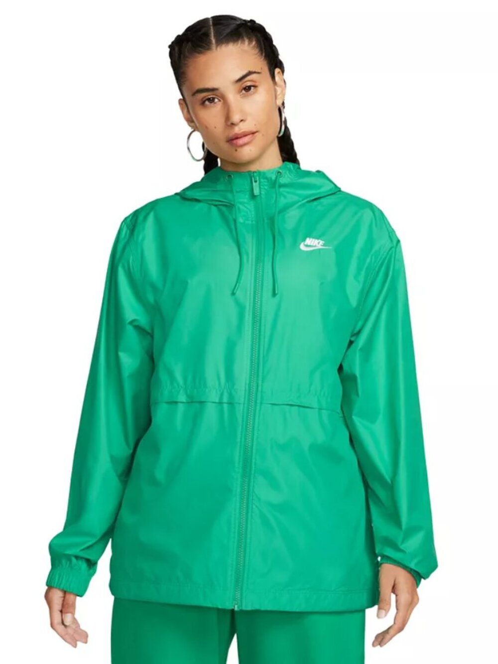 Nike Sportswear Essential Repel Woven Jacket Medium Kelly Green Oversized Zip